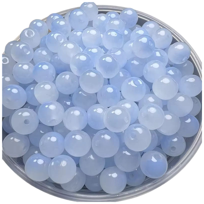 8mm Glass Beads for Bracelet Design and DIY Jewelry Craft Projects, Pack of 100