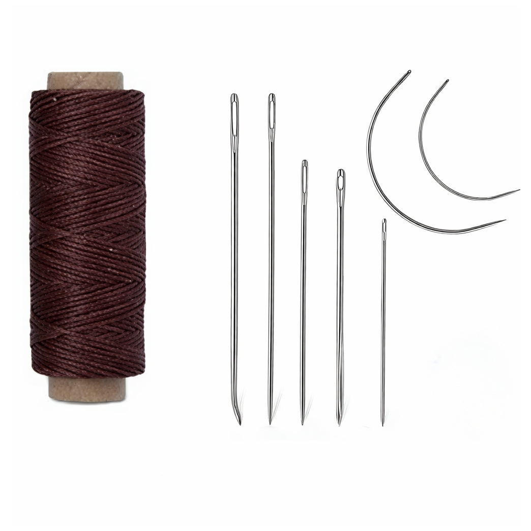 Waxed Thread Upholstery Needle Set with 7 Hand Sewing Needles for Leather Repair