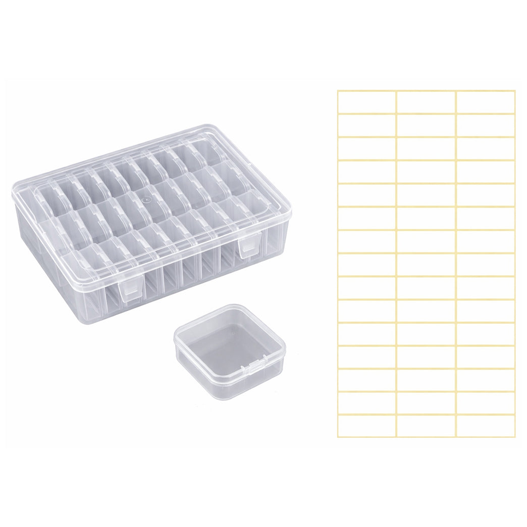 Clear Bead Organizer Box with Hinged Lid and Labels for Jewelry and Craft Storage