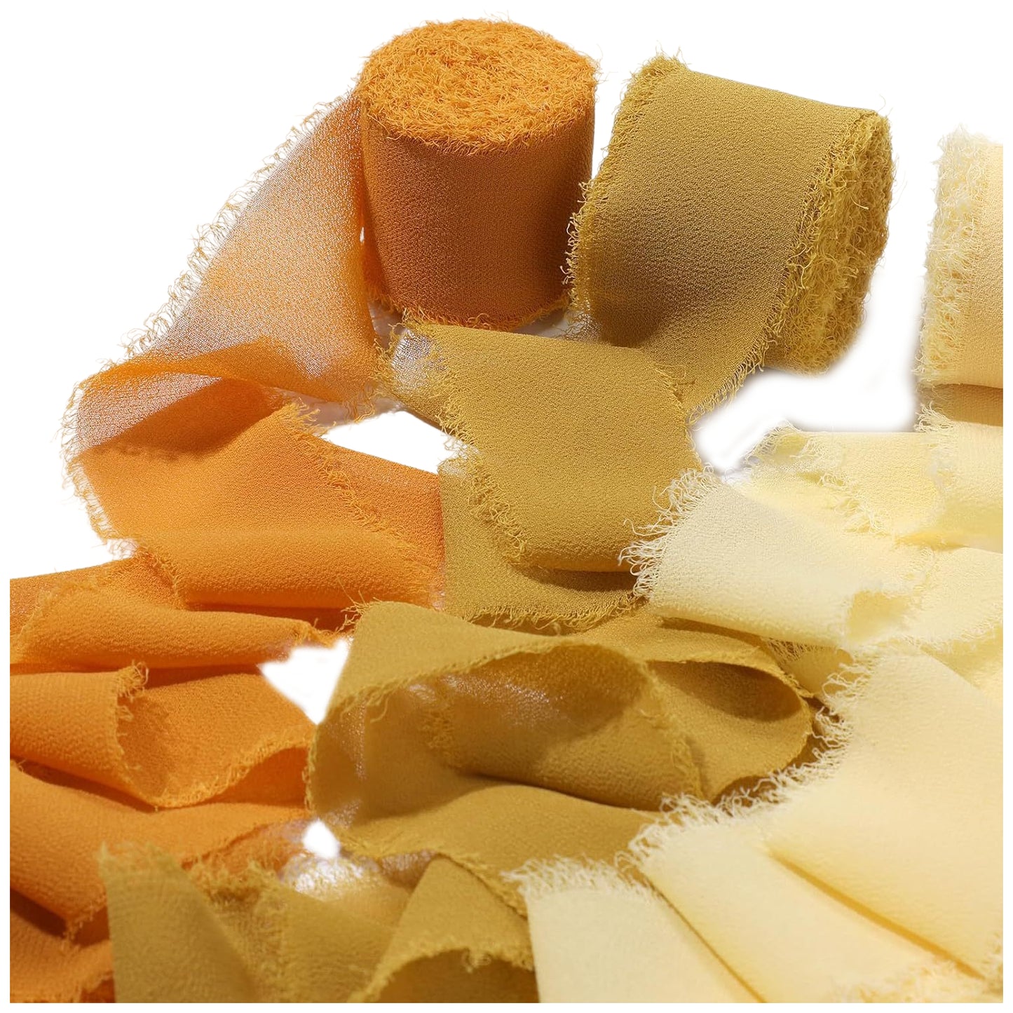 1.5 Inch x 7 Yards Chiffon Silk Ribbon Set for Wedding Bouquets, Gifts, and Decorations, Pack of 3