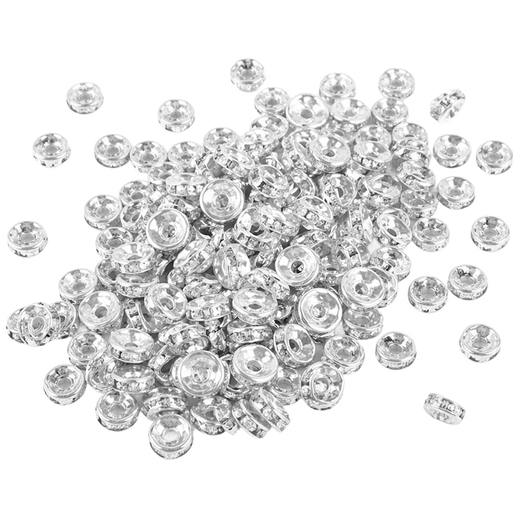 8mm Rhinestone Rondelle Spacer Beads Silver for Jewelry Making Bracelets and Necklaces, Pack of 200