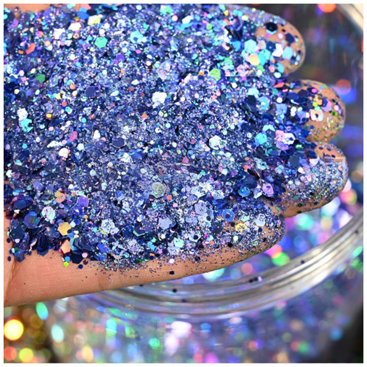 160g Holographic Chunky Glitter for Resin Art, Nails, Face, Hair, Tumblers, Crafts, and DIY Decorations