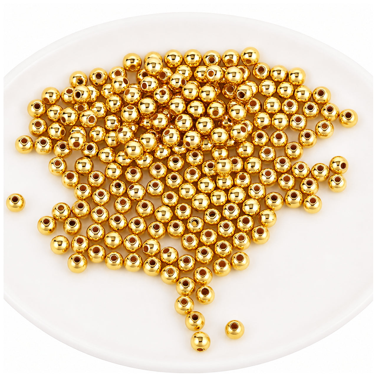 4mm Smooth Round Spacer Beads Coated Plastic Loose Ball Beads for Bracelet Jewelry Making