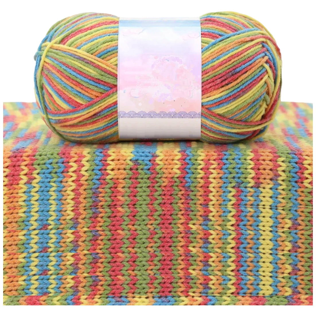 1.5mm Multicolored Fancy Yarn for Knitting & Crocheting Sweaters, Scarves & DIY Crafts, 50 Grams/1.76oz 175 yards