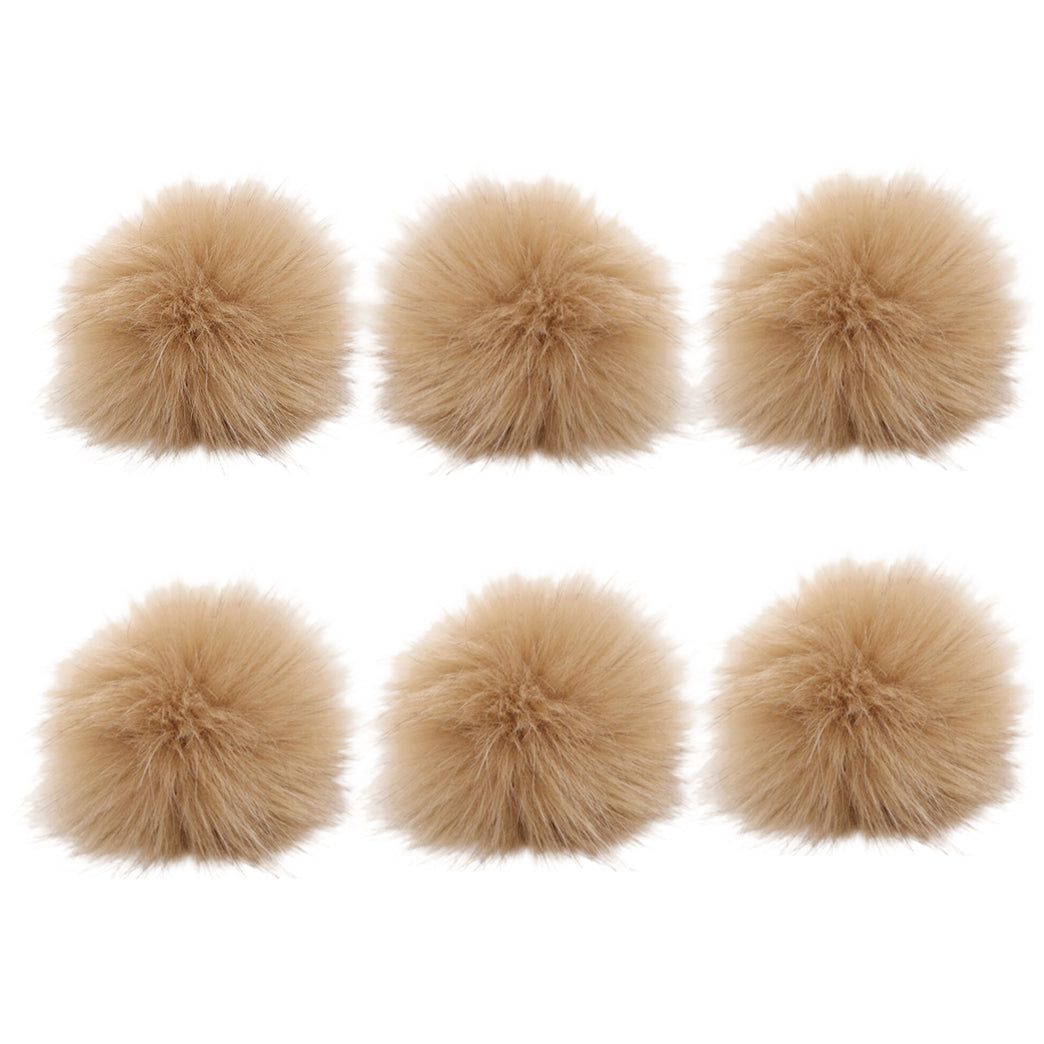 Faux Fox Fur Pom Poms 10 cm Furry Balls with Elastic Loops for Hats and Crafts, Pack of 6