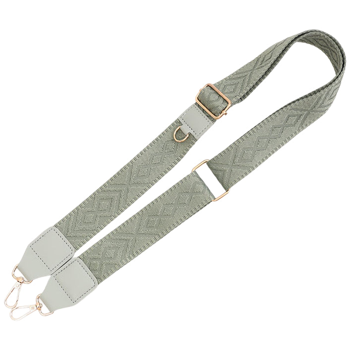Adjustable Purse Strap With Crazy Horse Leather Ends and Jacquard Embroidery