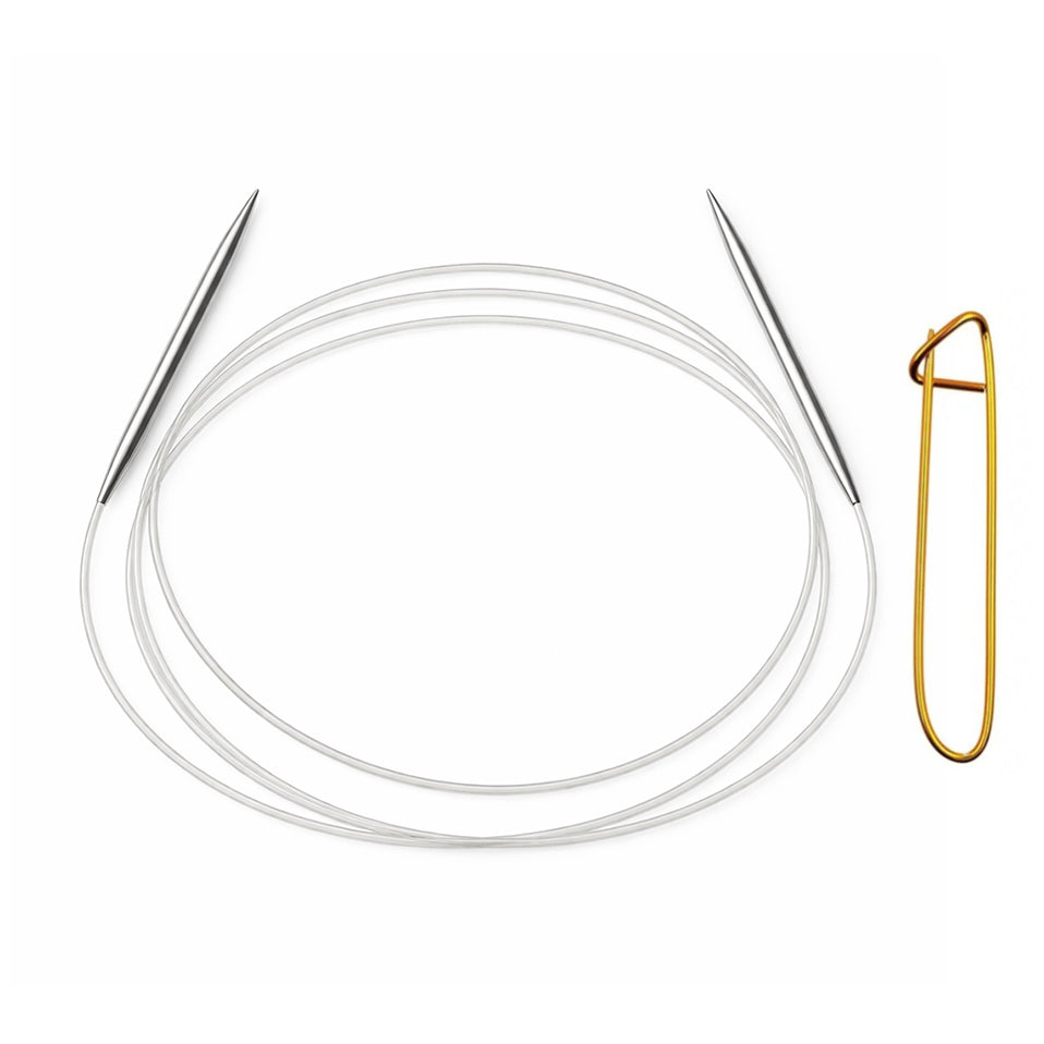 Stainless Steel Circular Knitting Needles with Stitch Holder for Hats Sleeves Scarves Baby Sweaters and Small Projects