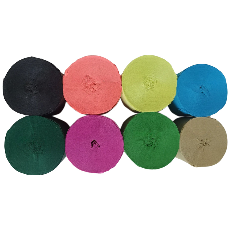 Crepe Paper Streamers 82ft Each Roll for Birthday, Wedding, and Party Decorations 1.77 Inch, Pack of 8