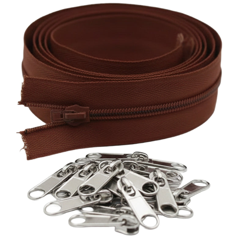 10 Yard Nylon Coil Zipper Roll with 25 Sliders Bulk Sewing Zippers for Bags Clothing Cushions and DIY Crafts