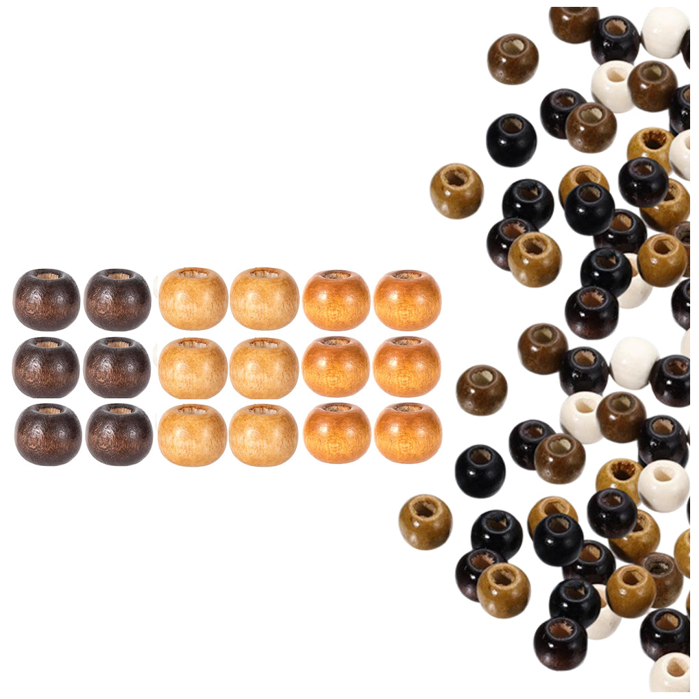 Natural Maple Wood Round Beads 9x10mm for Jewelry, Macrame, Hair, and DIY Crafts, Pack of 100