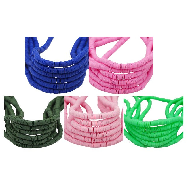 6mm Heishi Clay Beads Multicolor Polymer Disc Beads for Bracelet and Jewelry Making, Pack of 3500