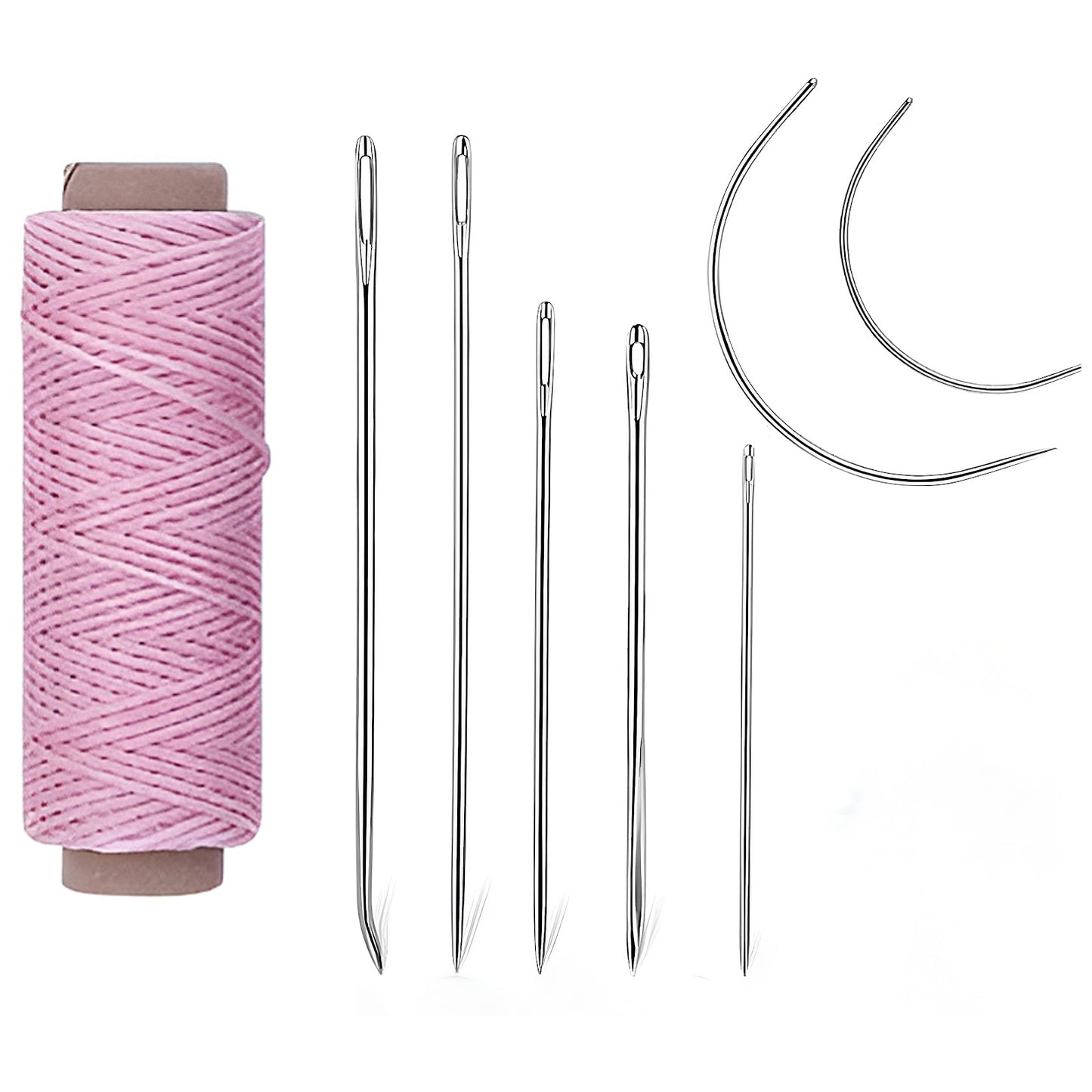 Waxed Thread Upholstery Needle Set with 7 Hand Sewing Needles for Leather Repair