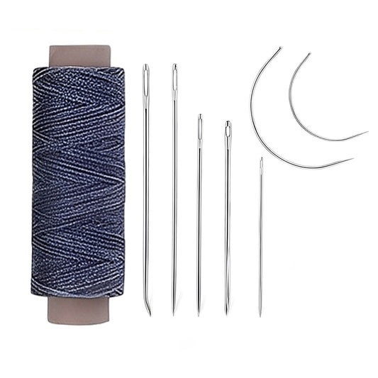 55 Yards Waxed Thread with 7 Leather Needles for Hand Sewing Leather Upholstery Repair Canvas Bags