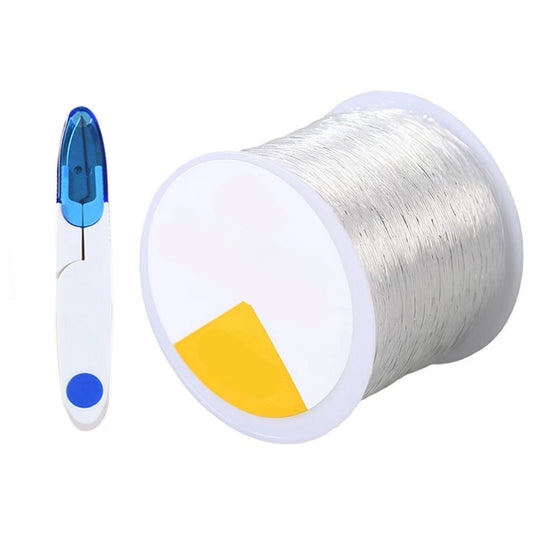 100m Clear Elastic String Cord with Scissor for Bracelet Making, Beading, Jewelry Crafts, and DIY Projects