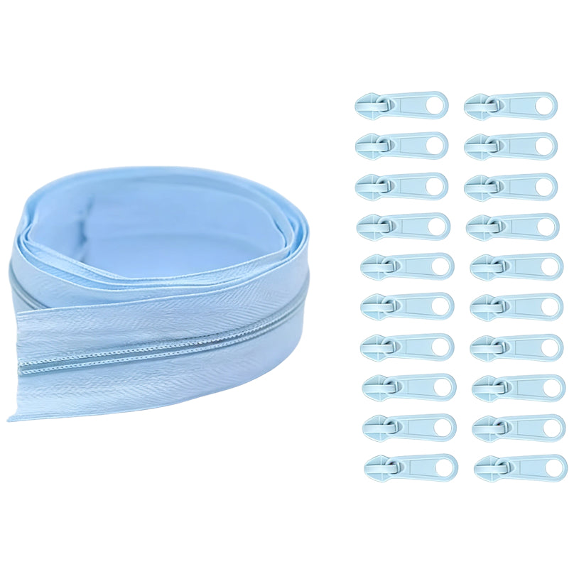 Nylon Coil Zipper 10 Yards with 20 Sliders for DIY Sewing Bags Garments and Crafts