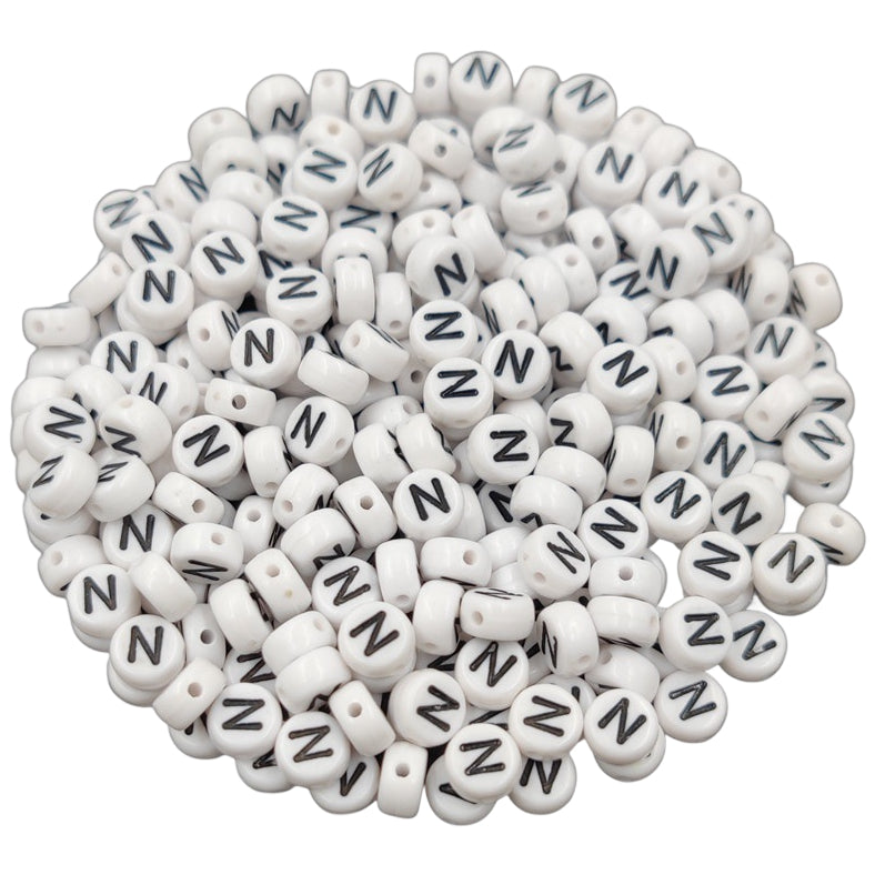 White Round Acrylic Alphabet Letter Beads for Bracelet and Jewelry Making 4x7mm, Pack of 300