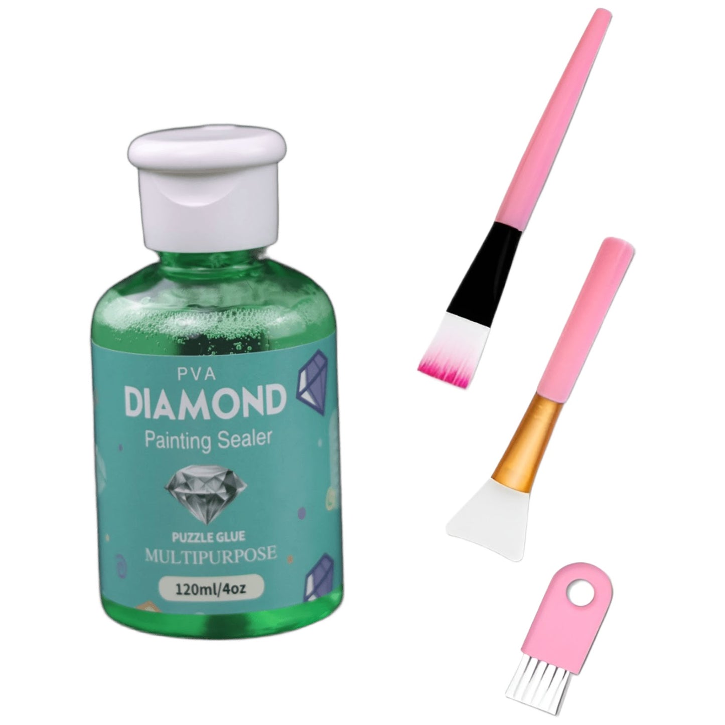 Diamond Painting Sealer Kit 120ML with Brush Set for Diamond Art and Puzzle Glue Protection