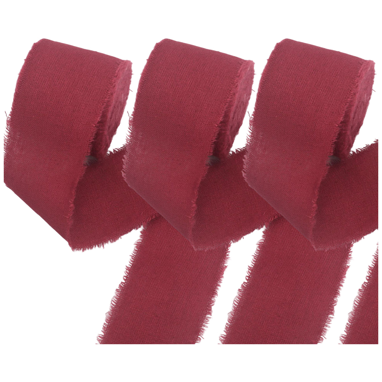 1.5 Inch Cotton Frayed Fabric Ribbon 15 Yards for Crafts and Wedding Decorations, Pack of 3