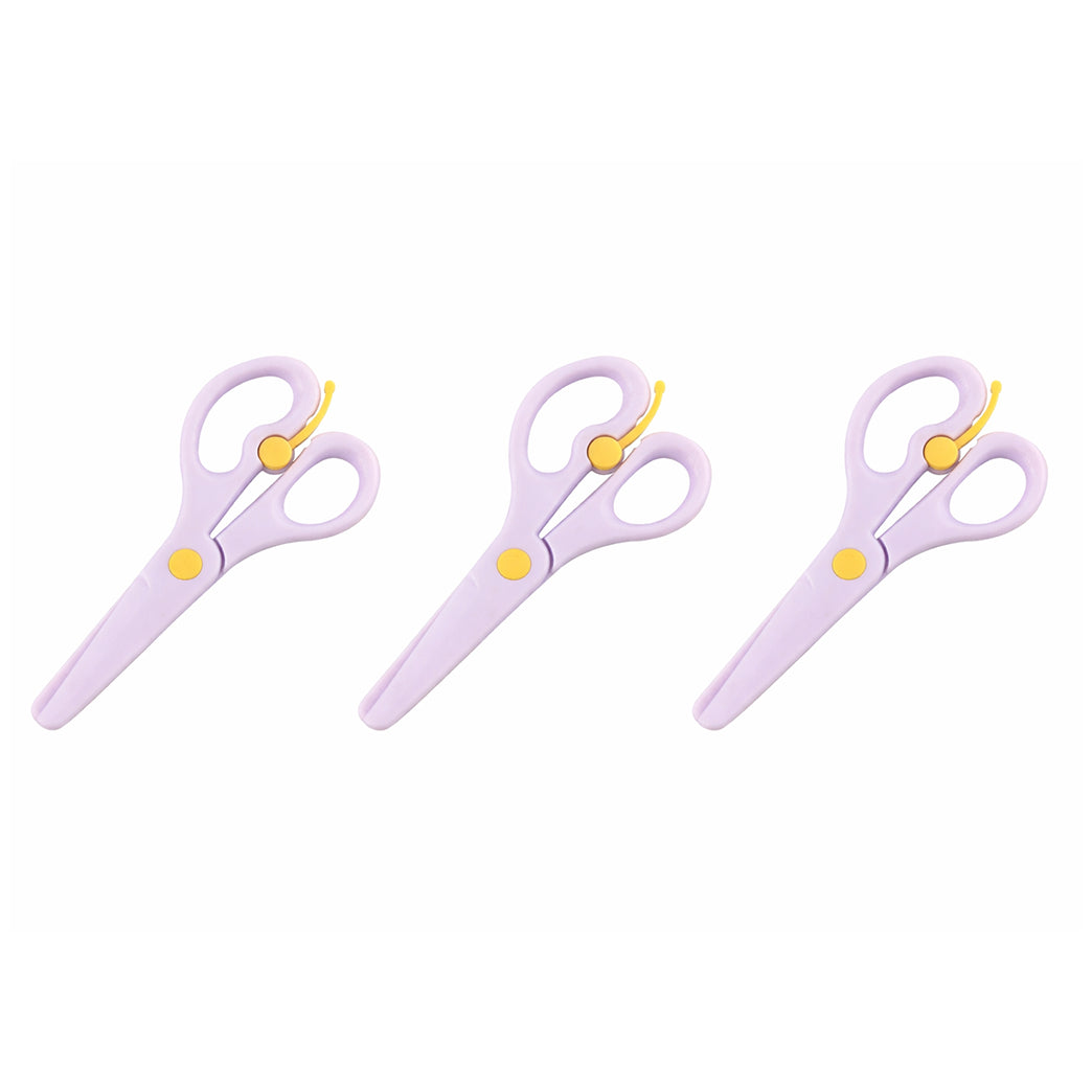 Kids Training Scissors Safety Scissors with Lever for Preschool Crafts and School Use, Pack of 3