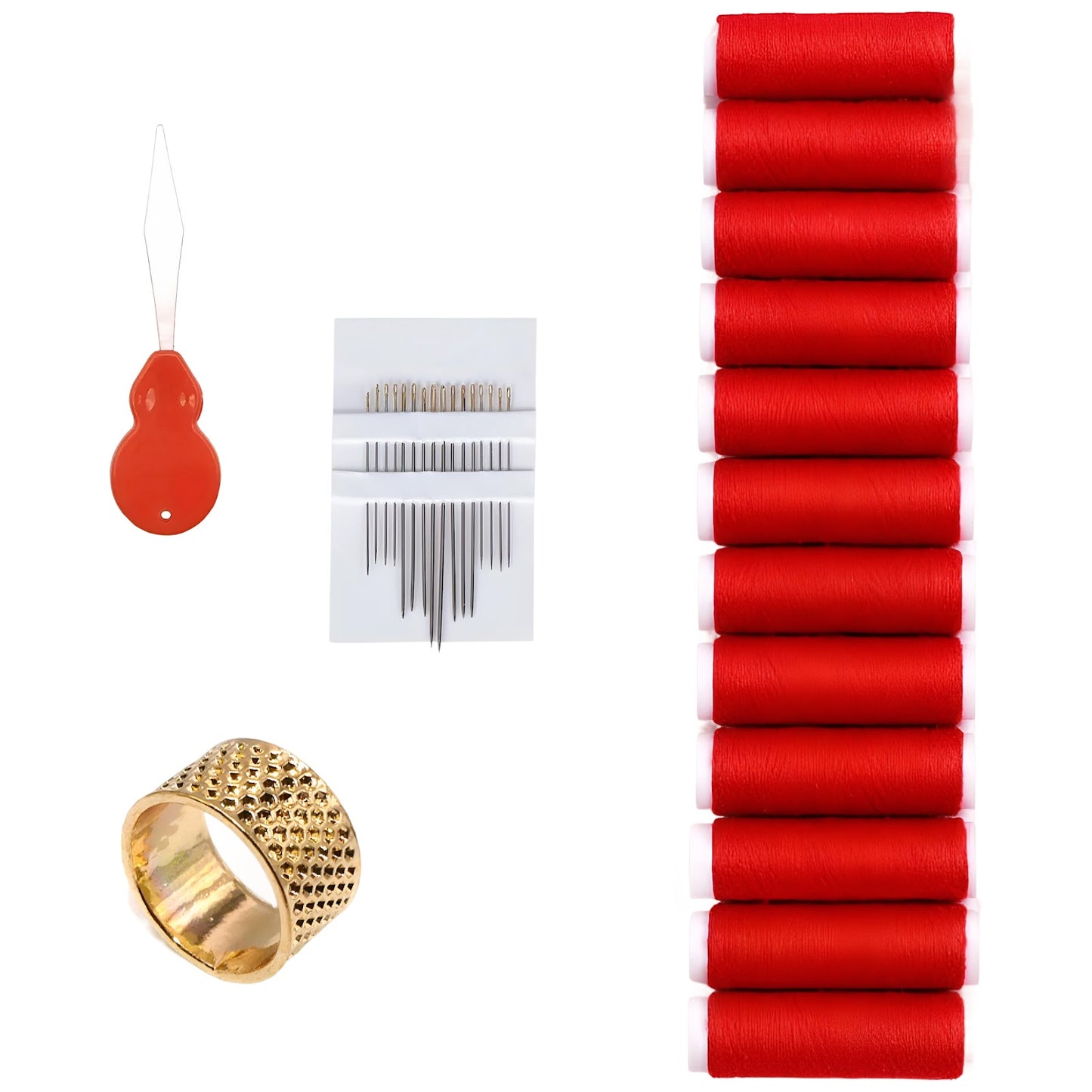 12 Color Sewing Thread Kit 300M Polyester Spools with Needles and Threader for Hand and Machine Use