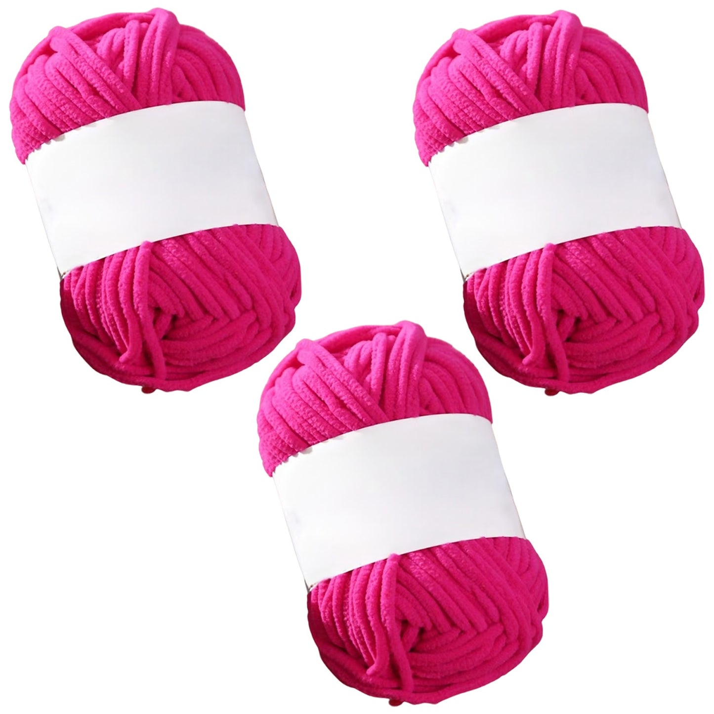 Soft Chenille Velvet Yarn for Crocheting Knitting Weaving Blankets and DIY Craft Projects 50 Grams/1.76oz 93 yards, Pack of 3