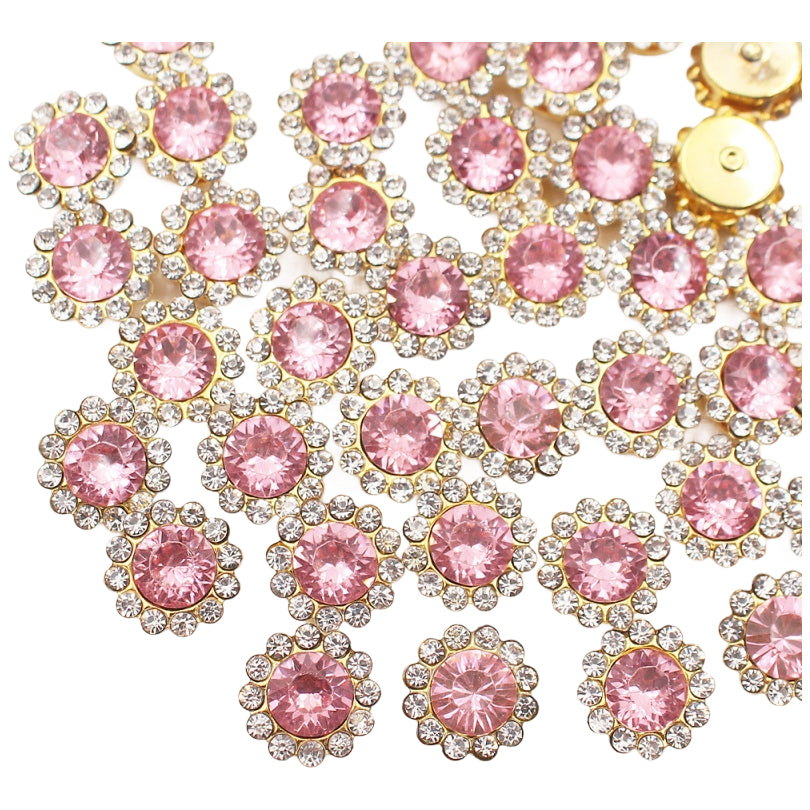 12mm Sew On Crystal Rhinestones with Metal Claw Base for Clothes, Shoes, and Crafts, Pack of 100