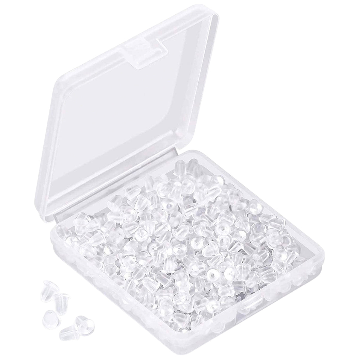 Soft Clear Silicone Earring Backs 4mm Replacement Backings for Stud Fish Hook and Hoop Earrings