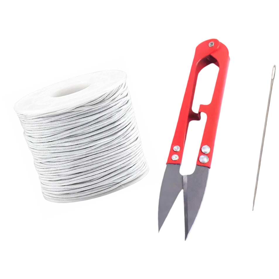 50 Yards Each Roll Nylon Core Spun Elastic Cord With Needle and Scissors for Jewelry Making and Crafts