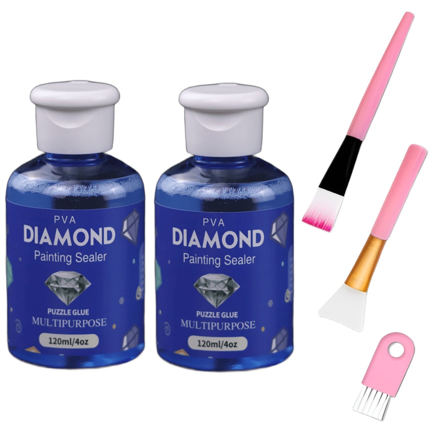 Diamond Painting Sealer Kit 120ML with Brush Set for Diamond Art and Puzzle Glue Protection