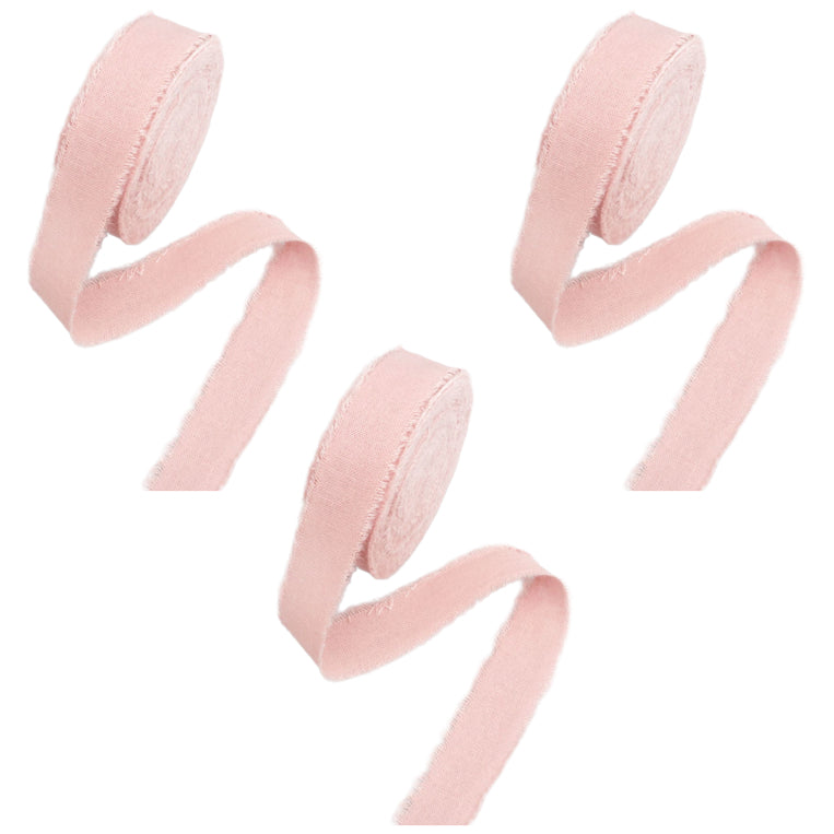 Cotton Frayed Fringe Ribbon 0.79 Inch x 18 Yards for DIY Crafts Wedding Gift Wrapping, Pack of 3