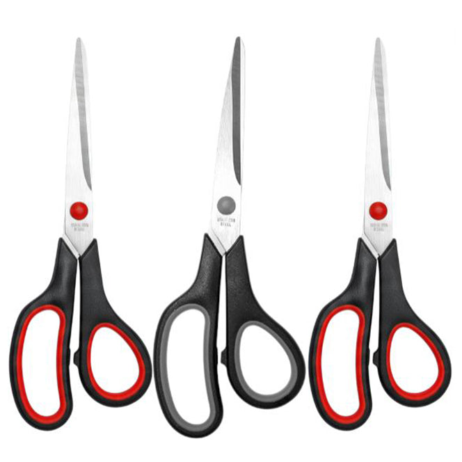 Multipurpose Scissors with Ergonomic Handles for Home, Office, Sewing and Craft Cutting, Pack of 3