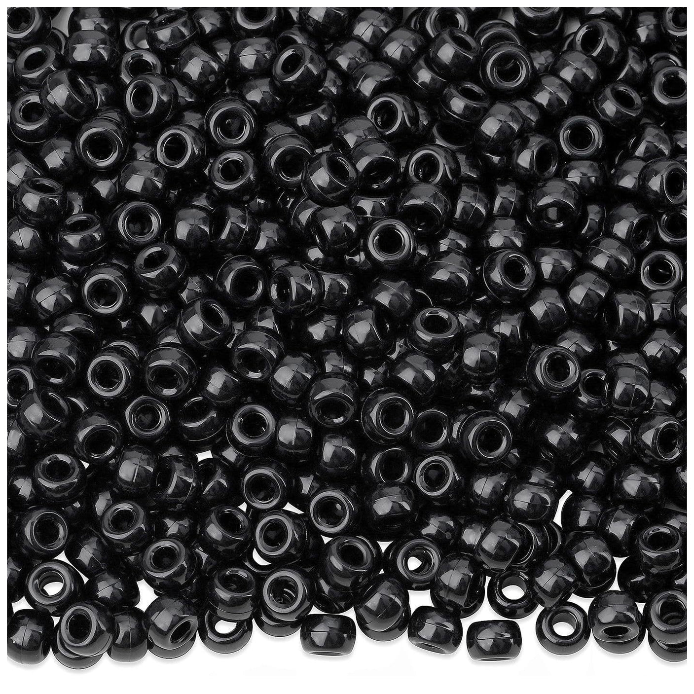 Plastic Pony Beads 6x9mm for Hair Braiding Bracelets Keychains and DIY Crafts, Pack of 300