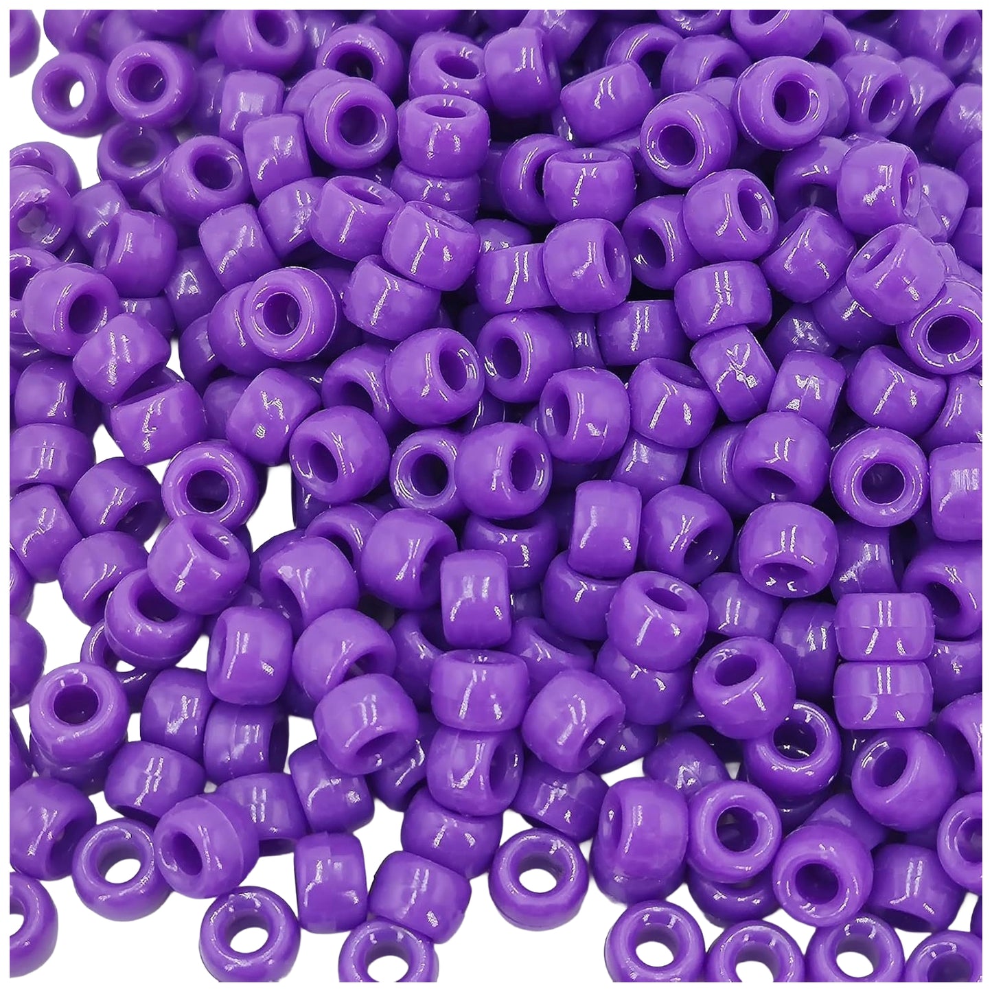 Plastic Pony Beads 6x9mm for Hair Braiding Bracelets Keychains and DIY Crafts, Pack of 300