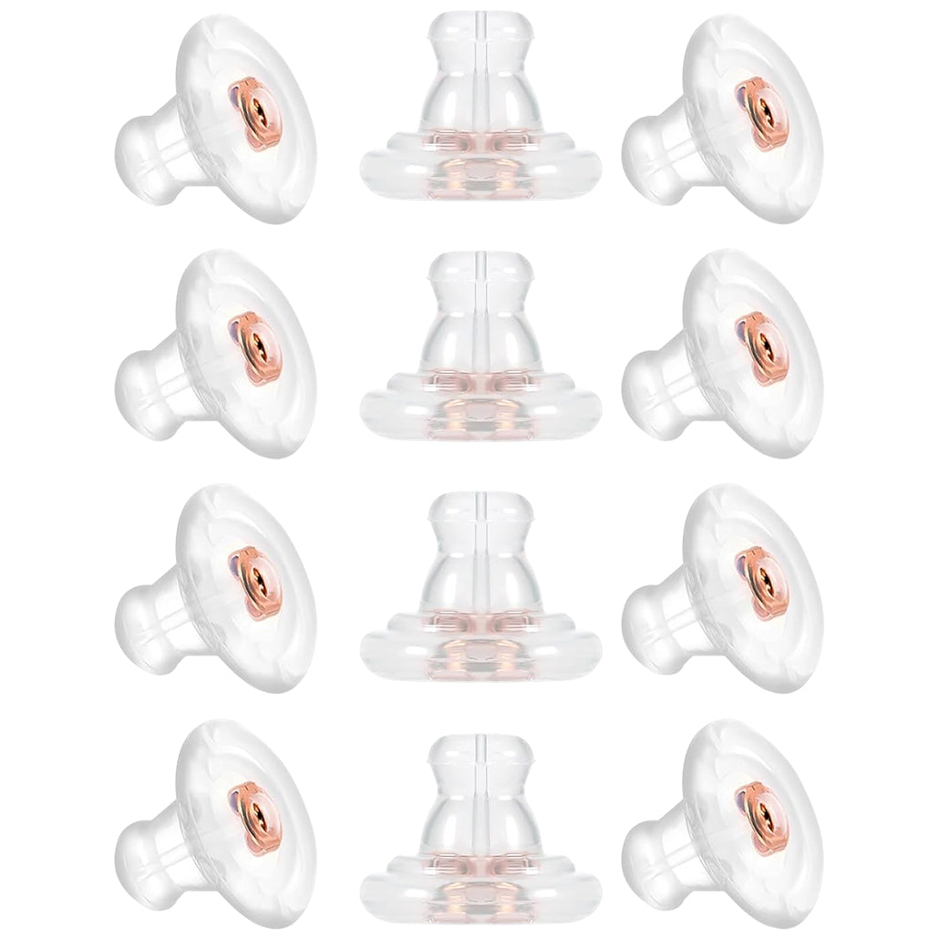 Hypoallergenic Silicone Earring Backs With Secure Locking Fit For Studs, Adults And Kids, Pack of 12