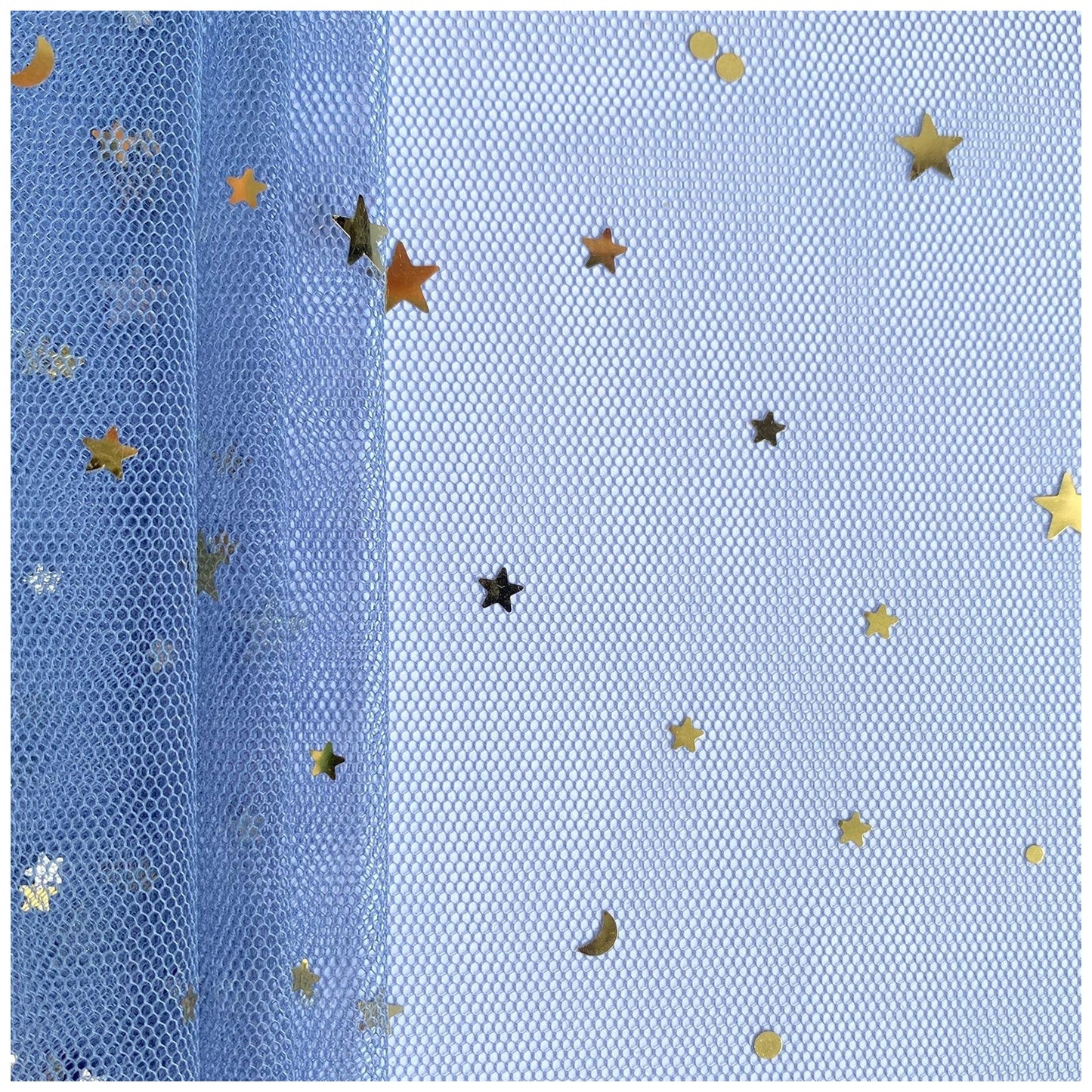 Glitter Tulle Fabric Roll With Star Moon Sequins for Tutu, Bridal Veil, Wedding Decor