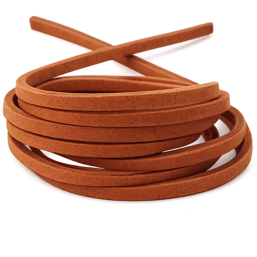 3mm Flat Genuine Leather Cord 5.5 Yards Tan Leather Lacing for Jewelry Making, Braiding and Craft Projects
