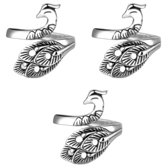 3pcs Adjustable Peacock Crochet Rings for Faster Knitting and Yarn Control with Finger Holder