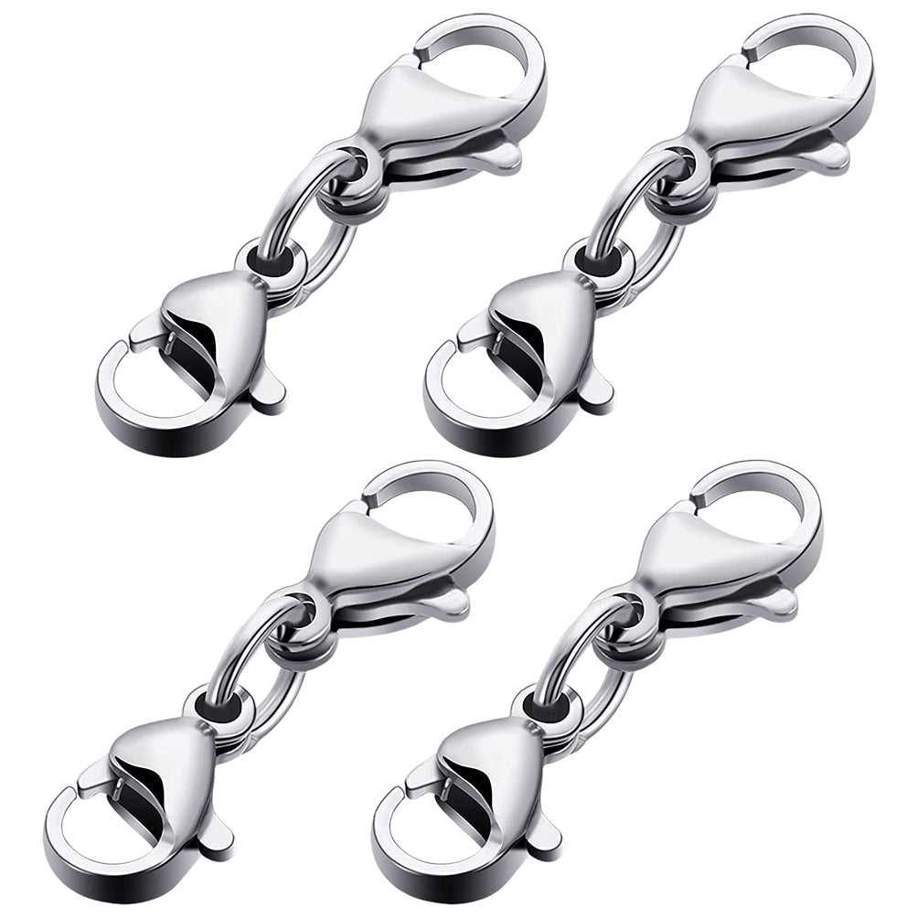 Double Lobster Claw Silver Necklace Extender Double End Bracelet Connector Alloy Jewelry Making Clasps
