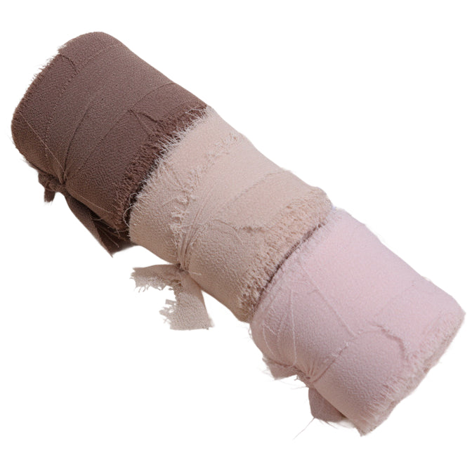 Handmade Chiffon Ribbon 4cm Wide 5m Each for Wedding and Gift Wrapping, Pack of 3