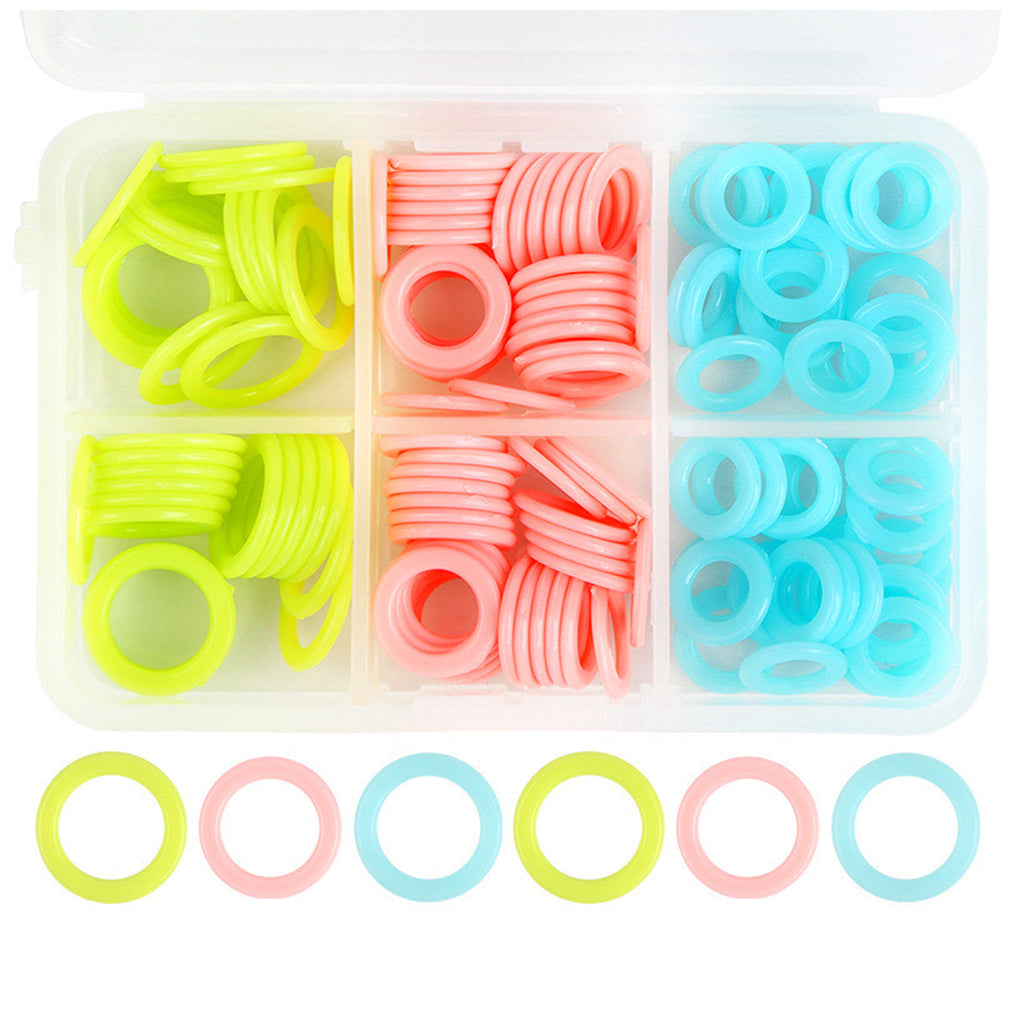 Knitting Stitch Markers Set with Storage Box, Assorted O-Ring Sizes and Colors for Crochet Projects