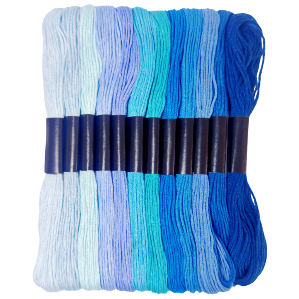 12 Shades Gradient Embroidery Floss, 8M Six-Strand Thread for Cross Stitch and Craft Projects