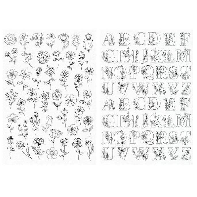 Water Soluble Embroidery Stabilizer Stick and Stitch Transfer Paper with Pre Printed Patterns for Hand Sewing Beginners, Pack of 2