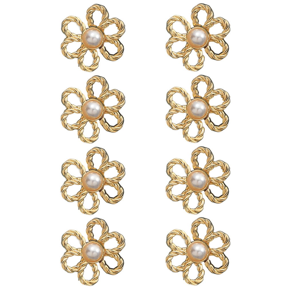 Adjustable No-Sew Flower Jean Buttons for Waist Tightening on Pants, Skirts and Clothing, Pack of 8