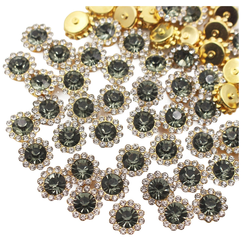 12mm Sew On Crystal Rhinestones with Metal Claw Base for Clothes, Shoes, and Crafts, Pack of 100