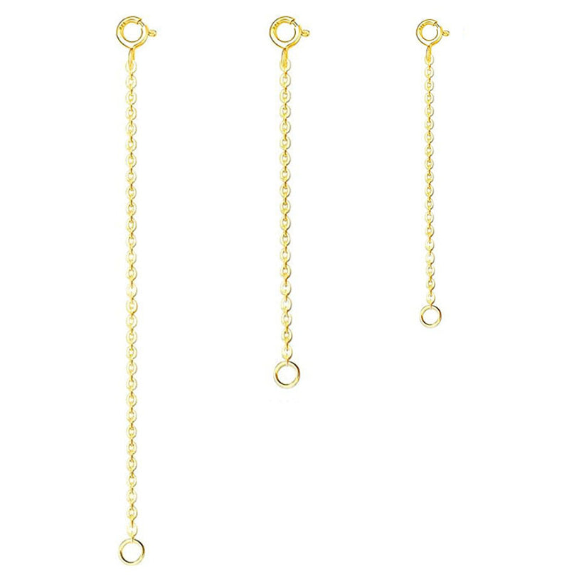 925 Sterling Silver Necklace Extenders for Women Bracelets Anklets Jewelry Making, Pack of 3