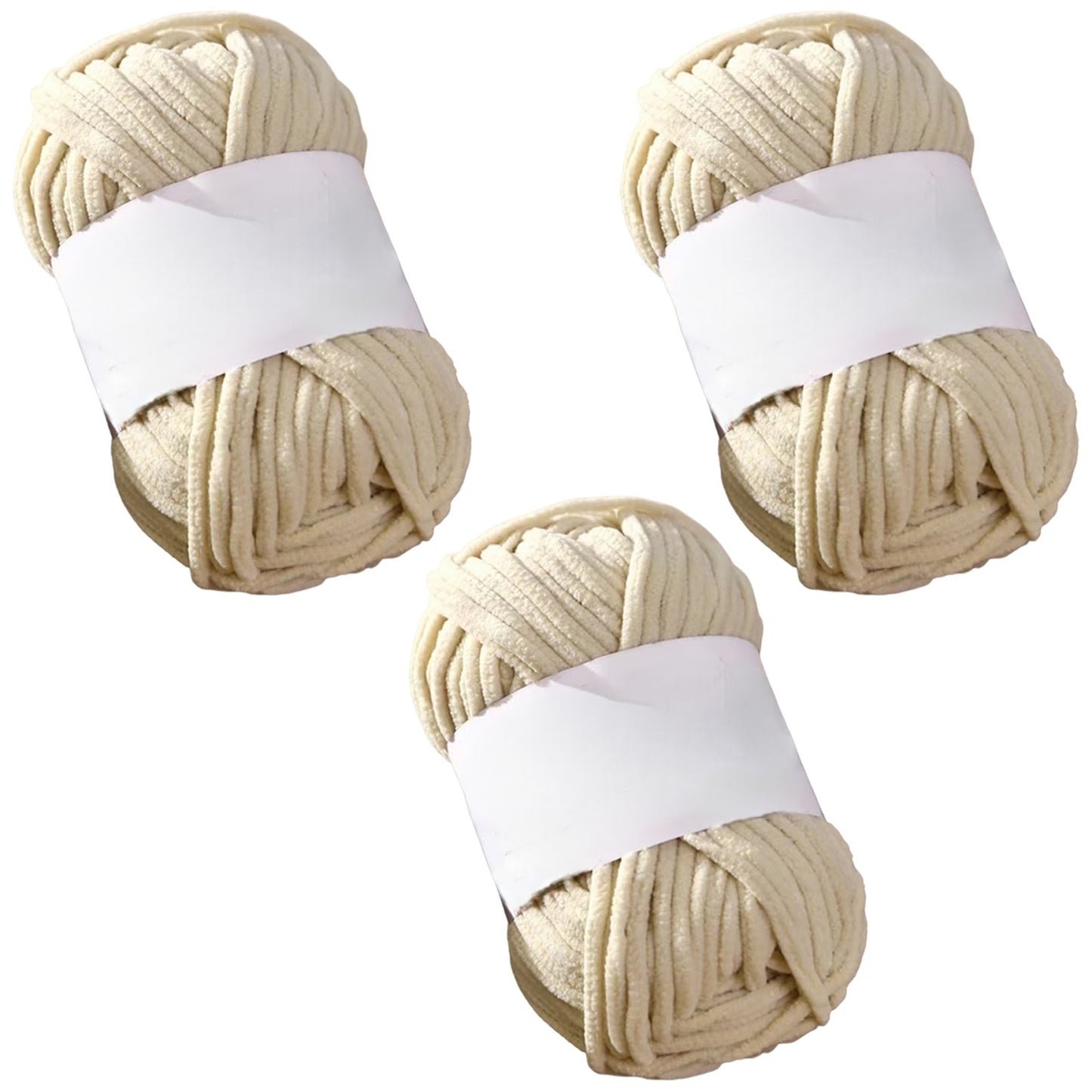 Soft Chenille Velvet Yarn for Crocheting Knitting Weaving Blankets and DIY Craft Projects 50 Grams/1.76oz 93 yards, Pack of 3