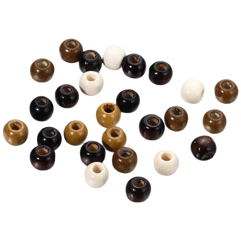 Natural Maple Wood Round Beads 9x10mm for Jewelry, Macrame, Hair, and DIY Crafts, Pack of 100