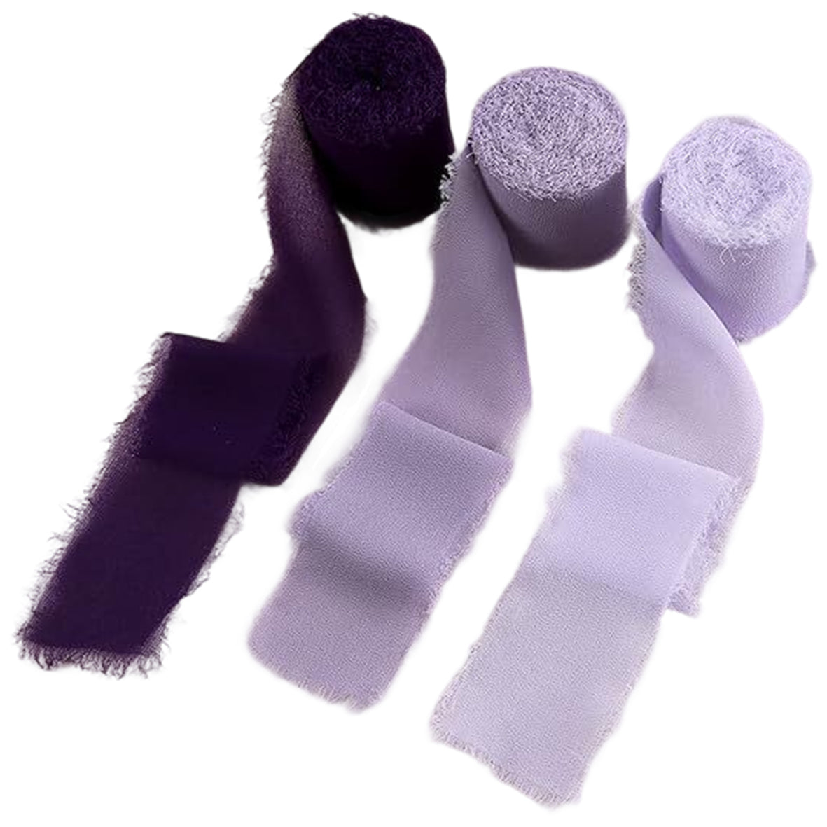 1.5 Inch x 7 Yards Chiffon Silk Ribbon Set for Wedding Bouquets, Gifts, and Decorations, Pack of 3