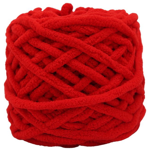 Red Super Bulky Chenille Yarn for Knitting/Crochet, #6 Weight (55 Yards)