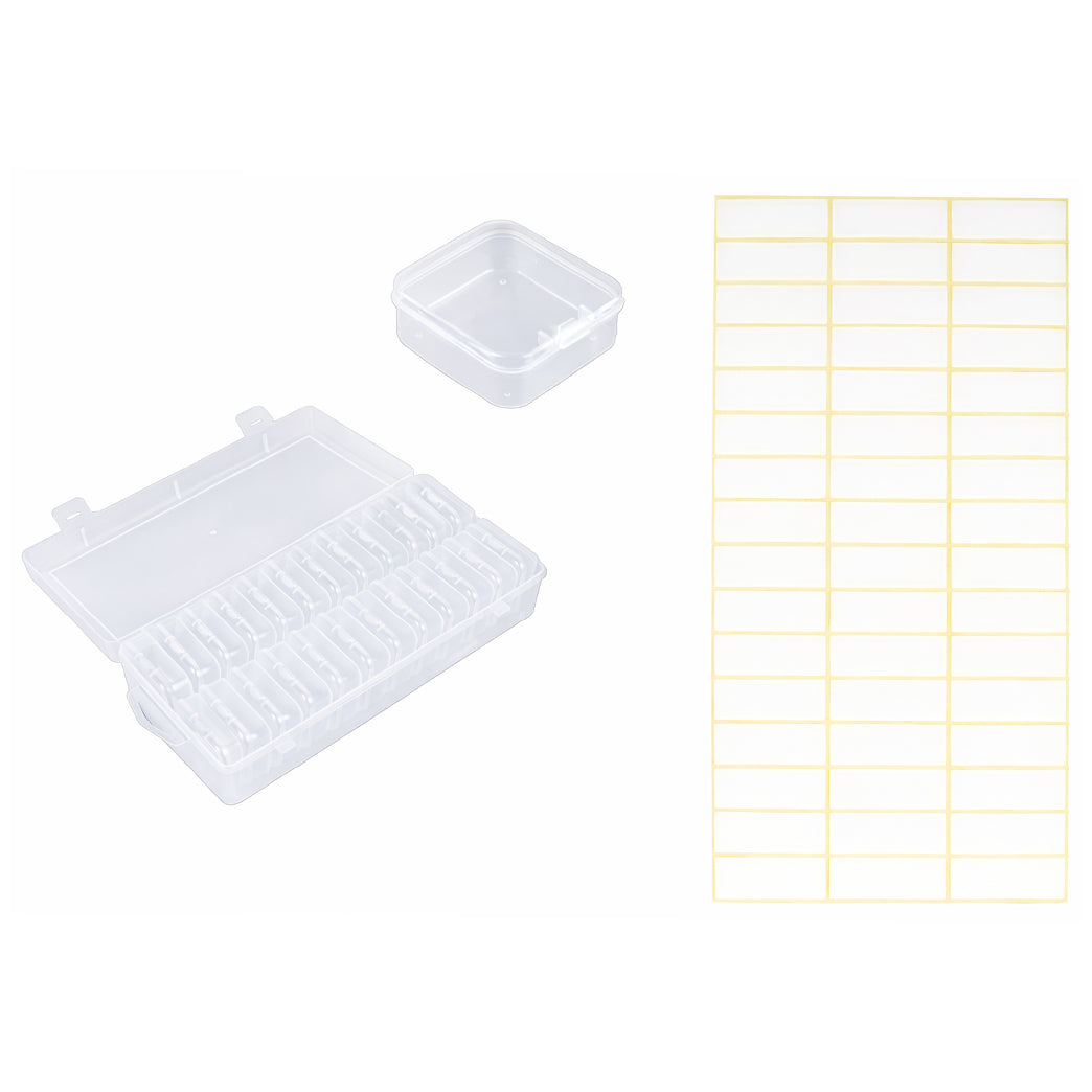 Clear Bead Organizer Box with Hinged Lid and Labels for Jewelry and Craft Storage